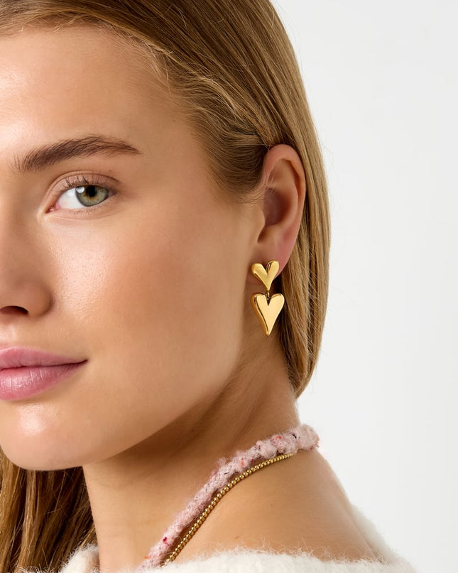 Oorbellen van roestvrij staal met hartjes, casual, dagelijks, eenvoudig, serie, damessieraden