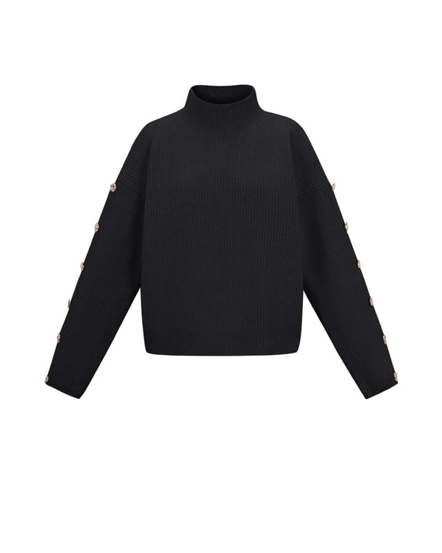 Trui met knopen op de mouwen