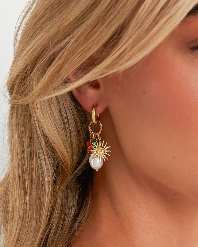 Oorbellen met hanger in de vorm van een zon, casual, dagelijks, eenvoudig, serie, damessieraden