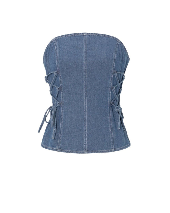 Denim Laced Tube Top