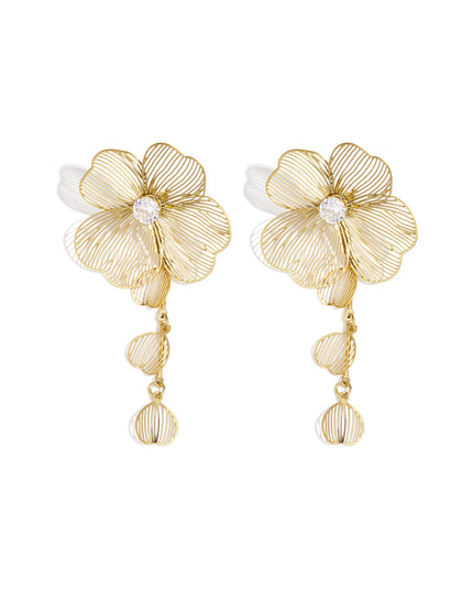 Oorbellen van roestvrij staal met hanger, bloem, casual, dagelijks, eenvoudig, serie, damessieraden