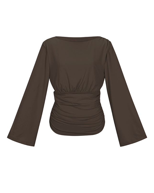Fitted top with flared sleeves