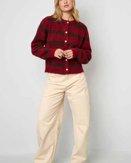 Gebreide Polyestervezel Vrouwen Cardigan Casual Strepen