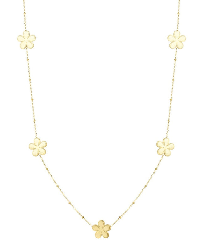 lange ketting met bolletjes en bloemen