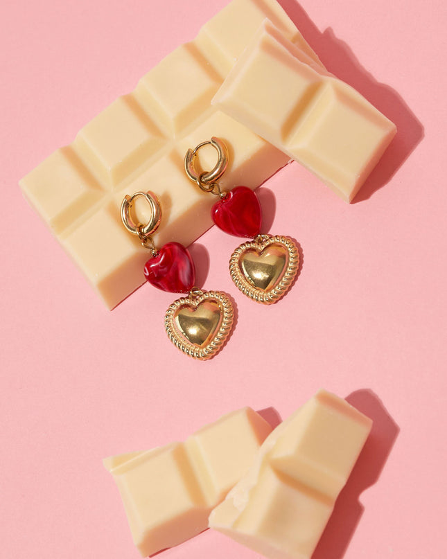 Oorringen met hangers in hart vorm