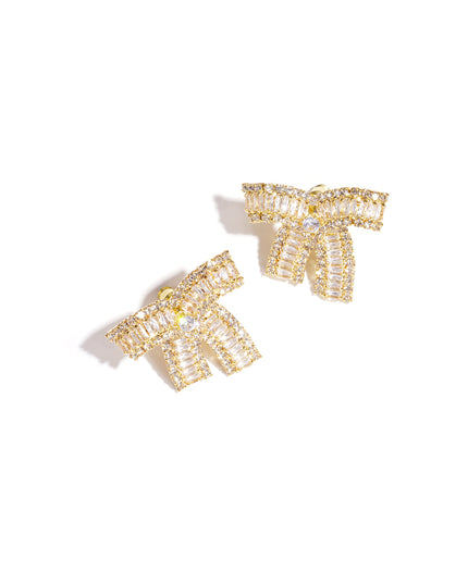 Koperen oorbellen met strik, elegante kerst, luxe serie, damessieraden