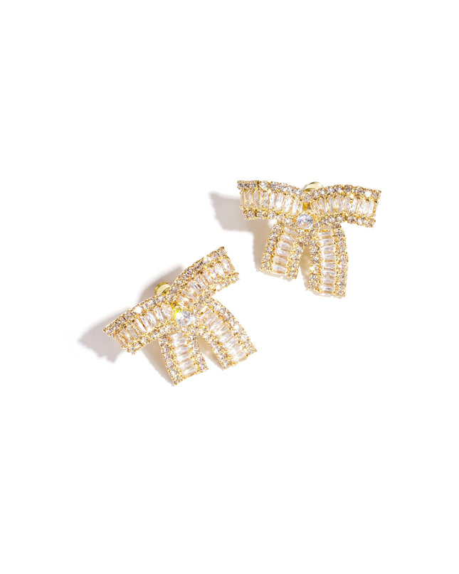 Koperen oorbellen met strik, elegante kerst, luxe serie, damessieraden