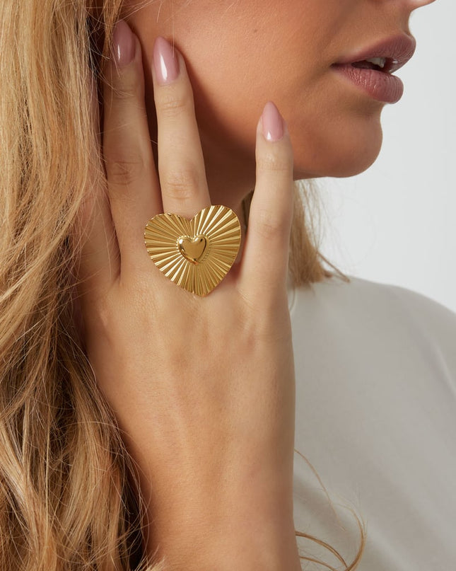 Roestvrijstalen statementringen Hart Casual Dagelijks Eenvoudig Serie Damessieraden