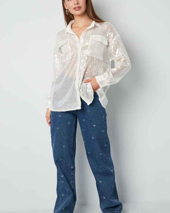 Denim jeans glitter heart