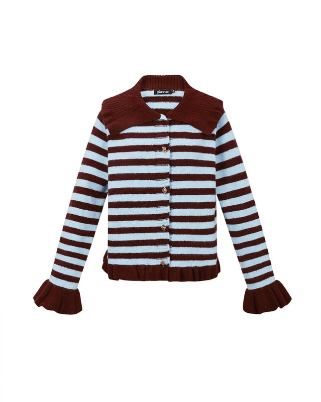 Polyester fiber (polyester) Knit cardigan Stripes Casual Fall/Winter  Clothes