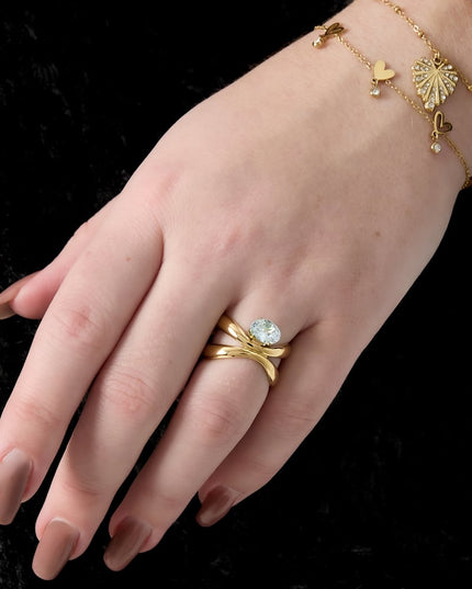 Stainless Steel Gemstone Rings lines Simple Daily Simple Series Women's jewelry