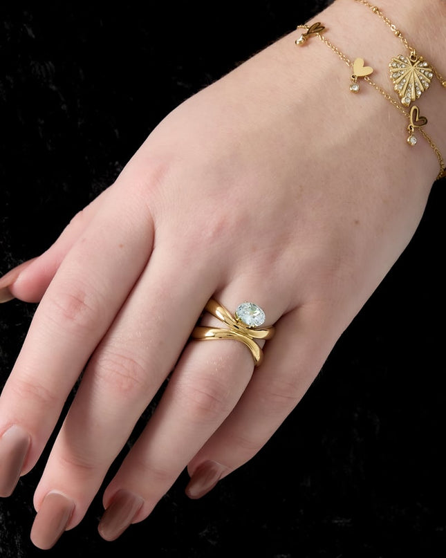 Stainless Steel Gemstone Rings lines Simple Daily Simple Series Women's jewelry