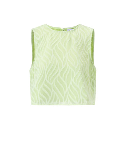 Co-ord Set White Leaves - Sleeveless Tops