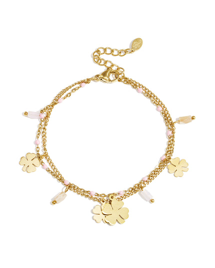 Roestvrijstalen bedelarmbanden met klavertje vier, casual, dagelijks en eenvoudig, dames sieraden