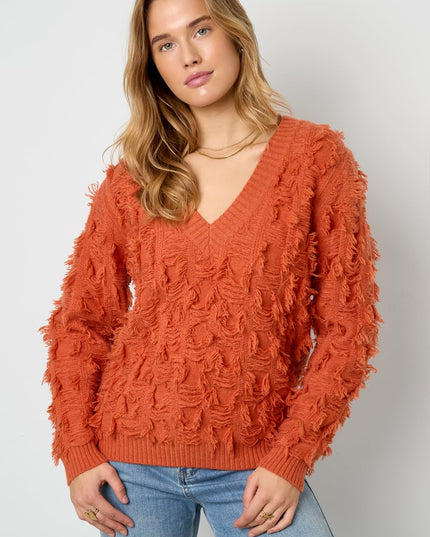 V-hals Fluffy Knit