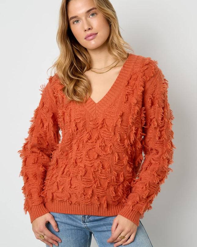 V-hals Fluffy Knit