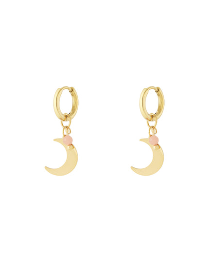 Oorbellen met maanbedel en gekleurde kraal