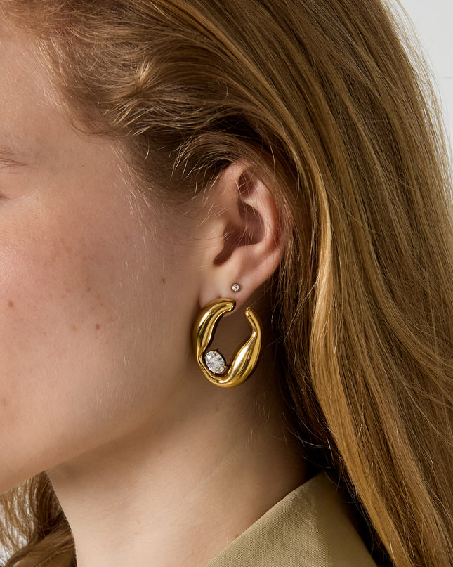 Roestvrijstalen oorknopjes met onregelmatige vorm, eenvoudige, alledaagse serie, dames sieraden