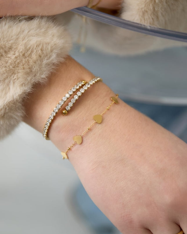 Roestvrijstalen kettingarmbanden met hart, casual, dagelijks, eenvoudig, serie, damessieraden