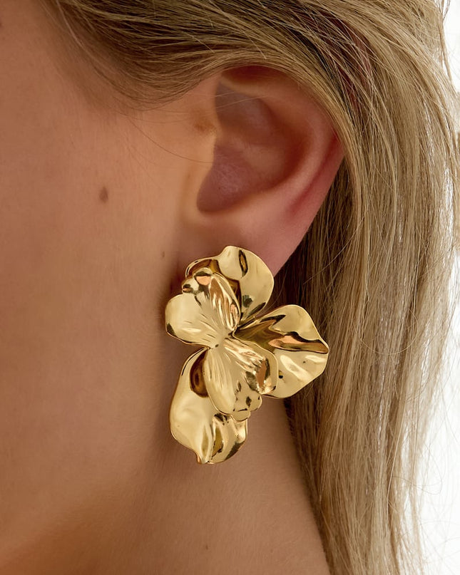 Roestvrijstalen oorbellen met bloemmotief, casual, dagelijks, eenvoudig, serie, damessieraden