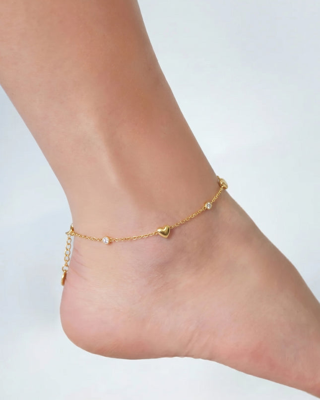 Elegant Gold Color Heart Ankle Bracelet for Summer