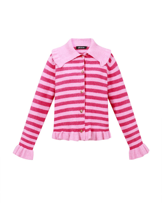 Polyester fiber (polyester) Knit cardigan Stripes Casual Fall/Winter  Clothes