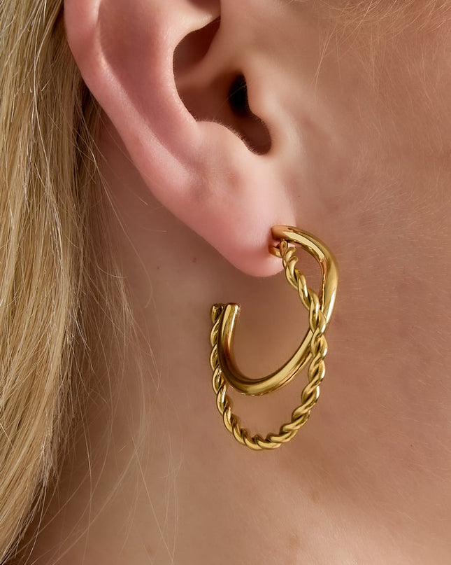 Organic braided hoop earrings