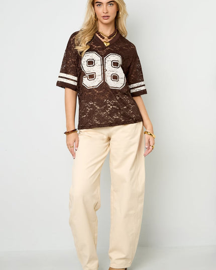 V-Neck Lace American T-shirt