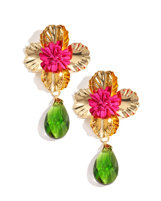 Oorbellen met ijzeren druppel, bloemen, vakantie, luxe serie, damessieraden