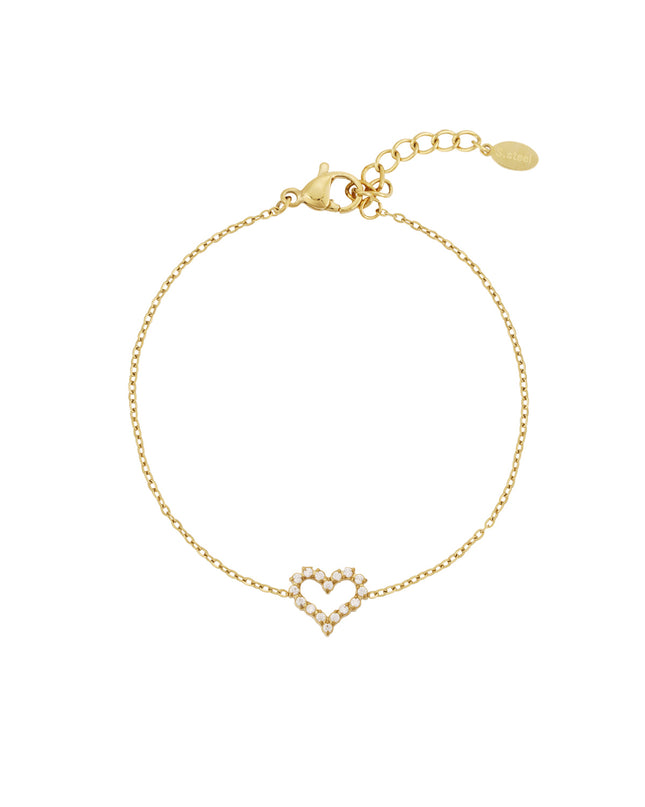 Armband met strass steentjes en hartje