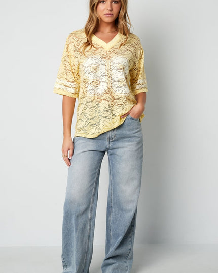 V-Neck Lace American T-shirt