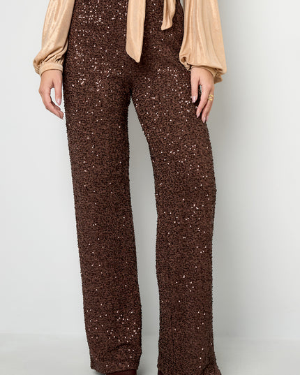 Polyestervezel (polyester) Rechte broek Pailletten Elegante herfst/winterkleding
