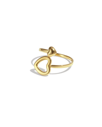 Ring with open and closed heart
