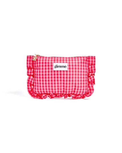 Make-up tasjes met ruitjespatroon van zoet polyester, ideaal voor dagelijks gebruik.