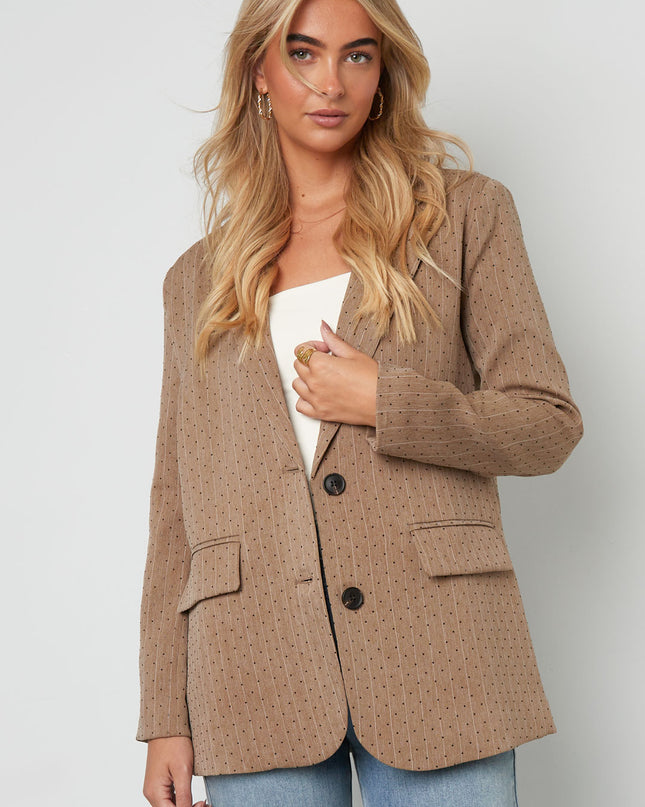 Rhinestone Striped Blazer