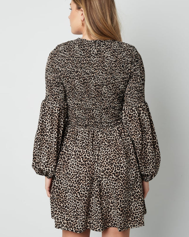 Leopard Mini Dress - Brown