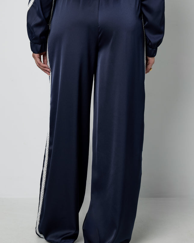 Sportieve broek met satijnen look