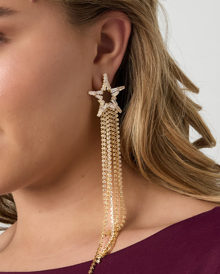 Koperen oorbellen met ster, elegante kerst, luxe serie, damessieraden