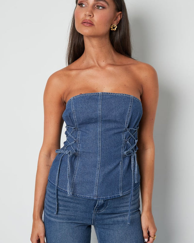Denim Laced Tube Top