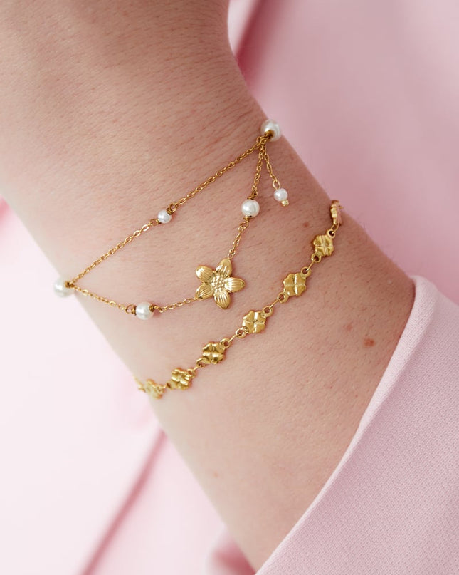 Dubbele moeite bloem armband