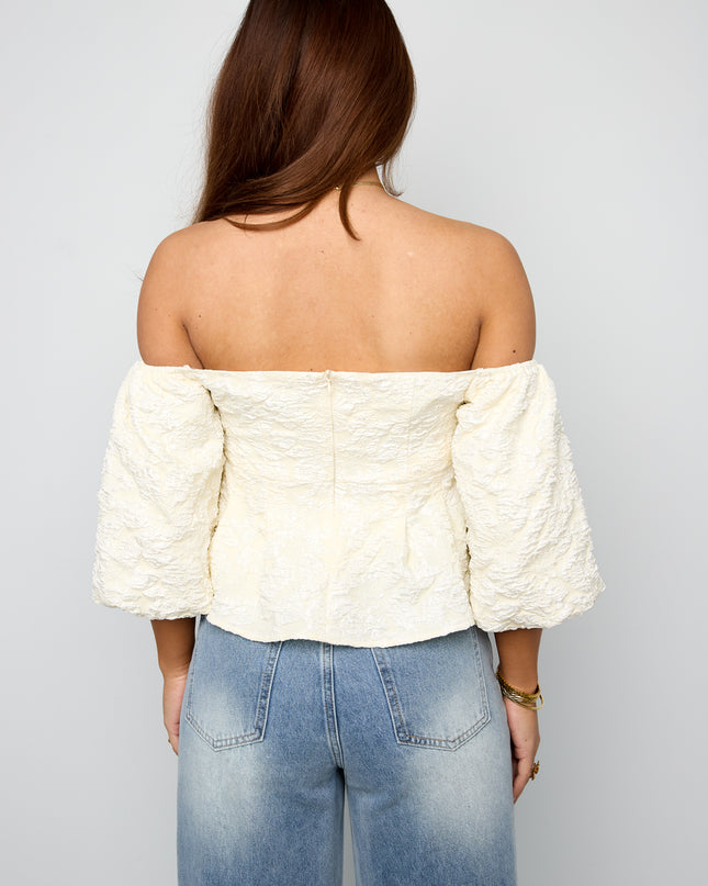 pof mouw top met textuur