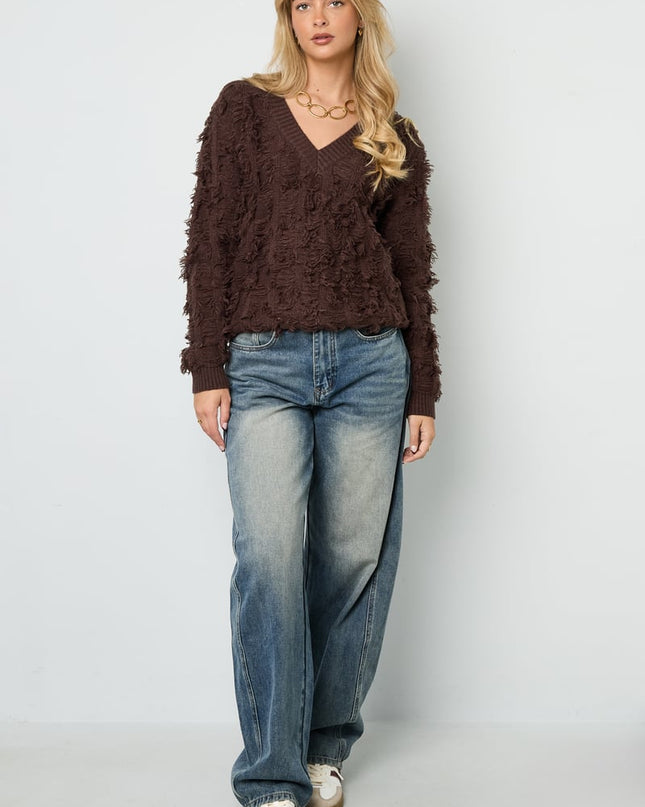 V-hals Fluffy Knit