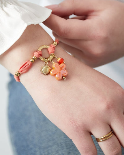 sunny floral armband - oranje & 