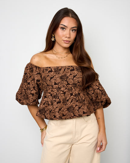 pof mouw top met textuur