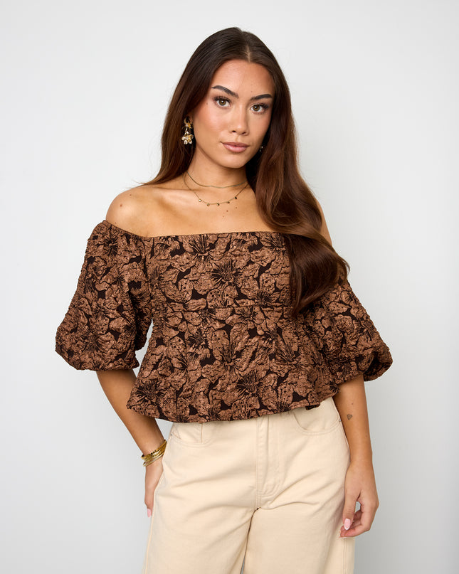 pof mouw top met textuur