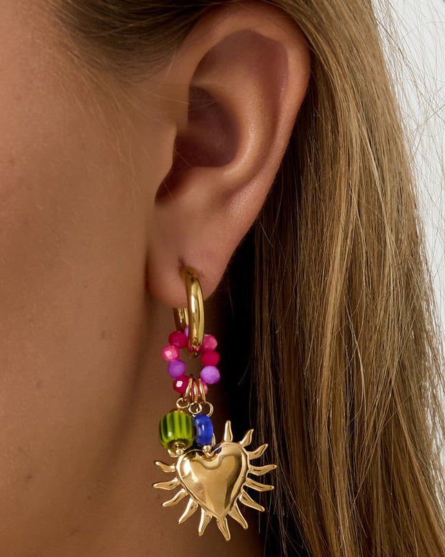 Glowing Heart Happy Charm oorbellen