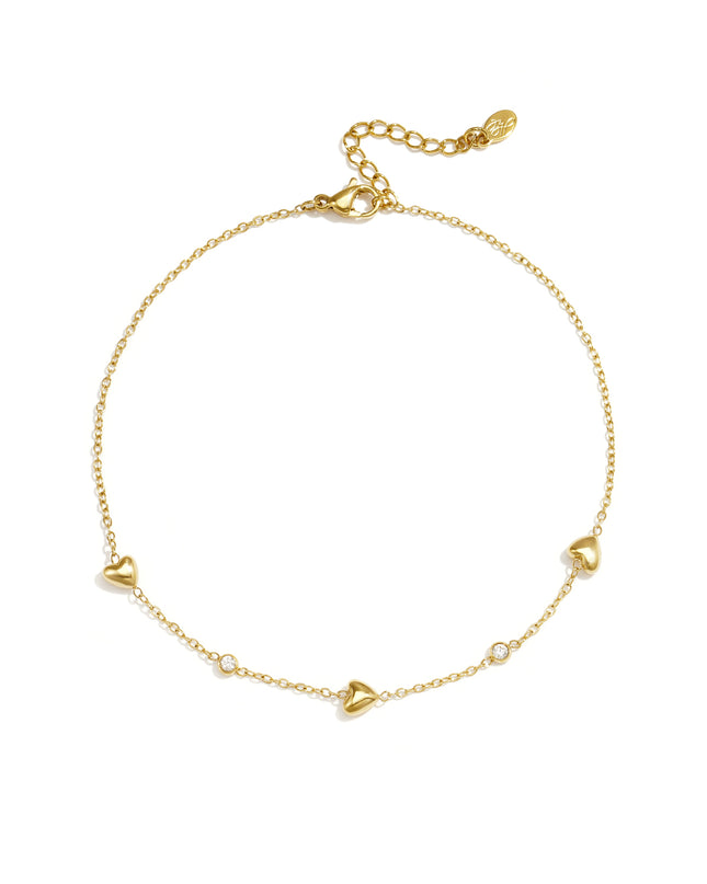 Elegant Gold Color Heart Ankle Bracelet for Summer
