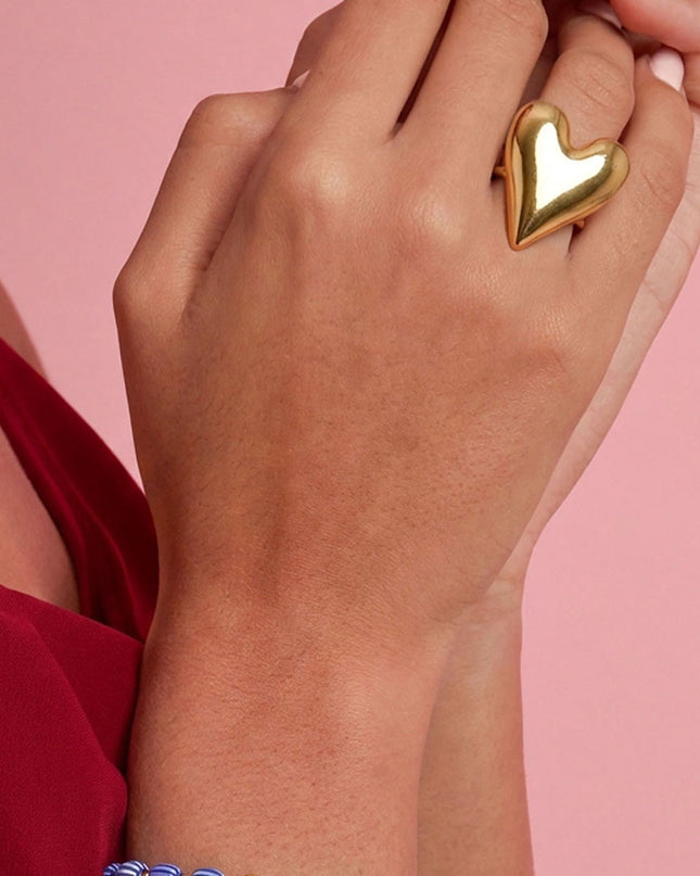Statement ring met groot hart