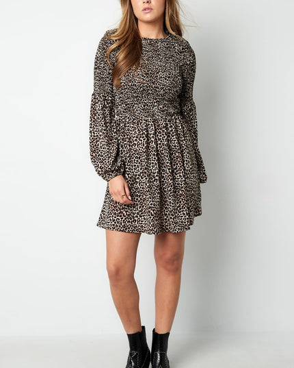 Leopard Mini Dress - Brown