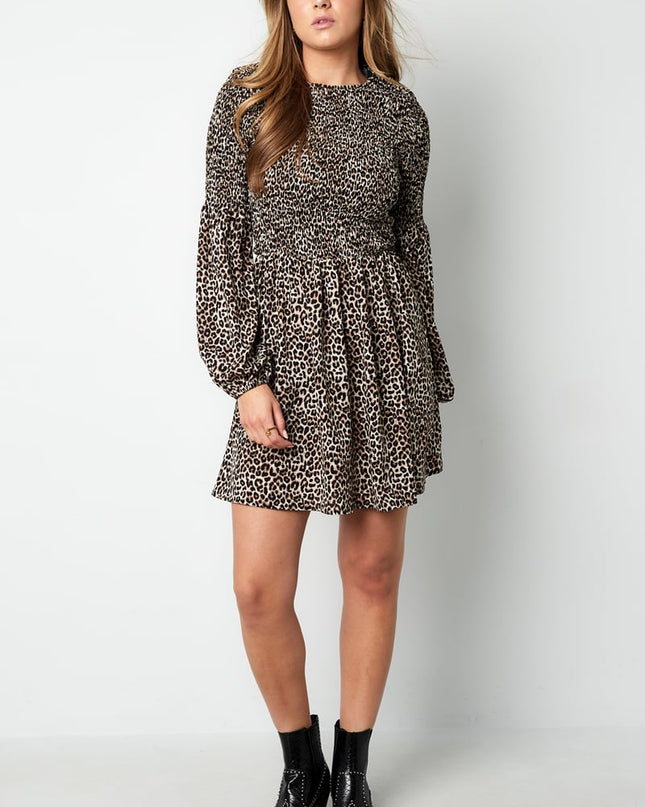 Leopard Mini Dress - Brown